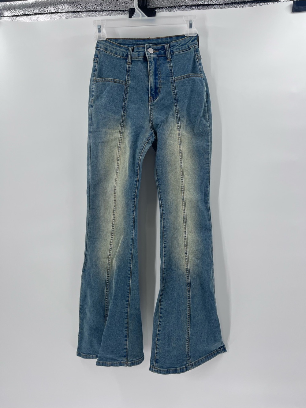 Dazy High-Waist Flared Jeans in Washed Dark Gray - Women size small NWT - Picture 4 of 12